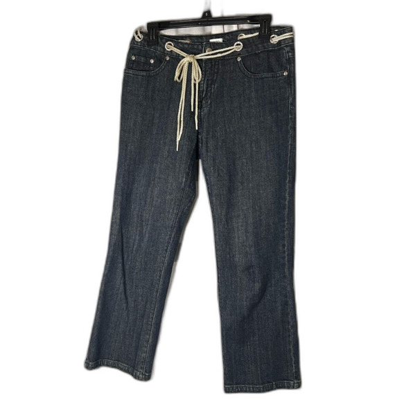 Cache’ denim jeans size 4 cropped rope belt w/belt rhinestone circle belt holes - Picture 1 of 7